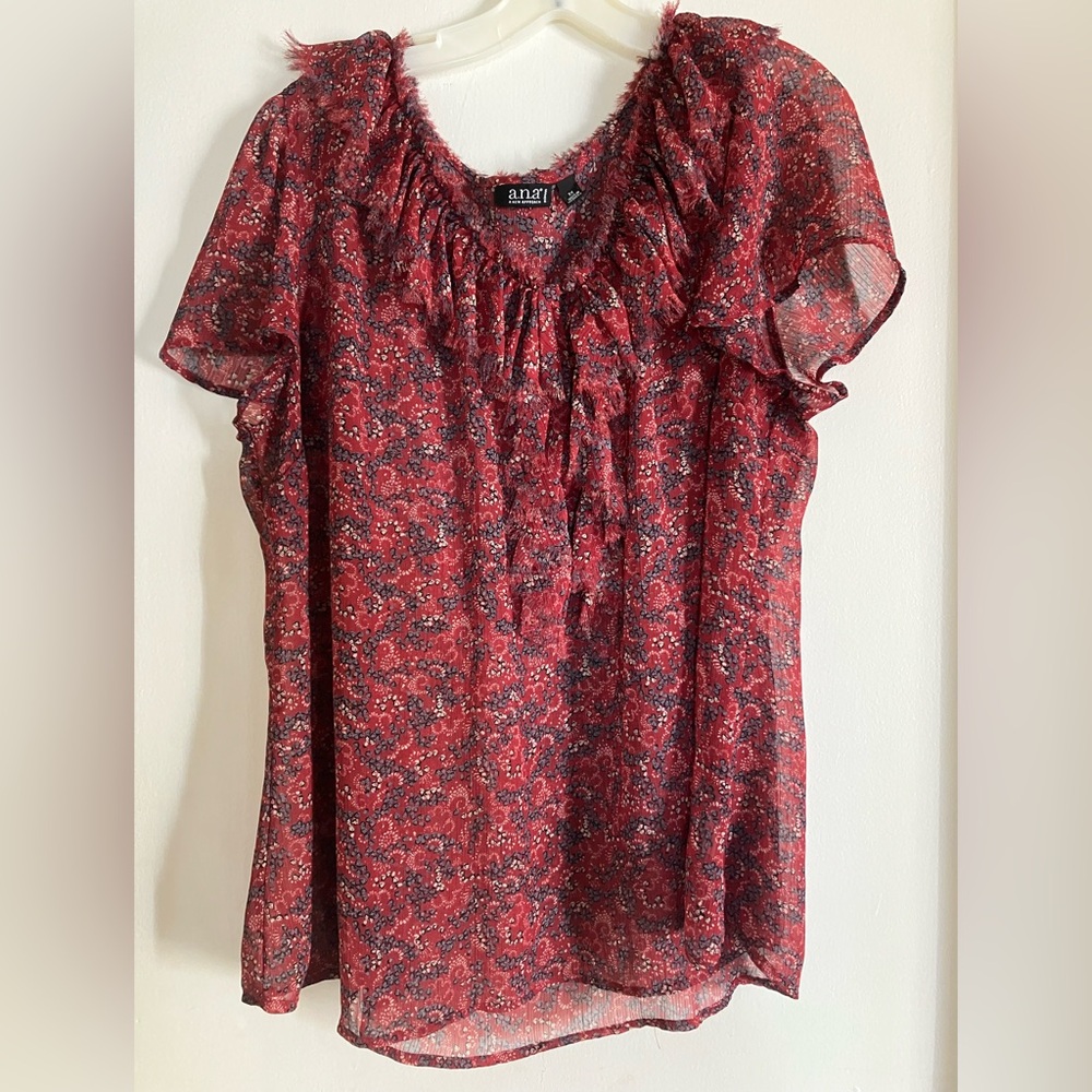 a.n.a Burgundy Floral Blouse